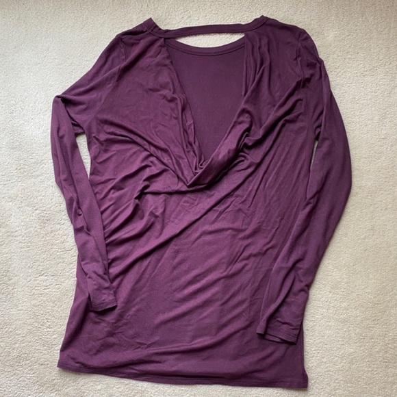 Purple Open Back Long Sleeve Top - Picture 4 of 5